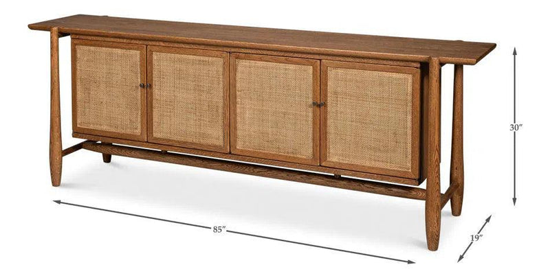 Nido Natural Wood 4 Door Rattan Sideboard Sideboards LOOMLAN By Sarreid