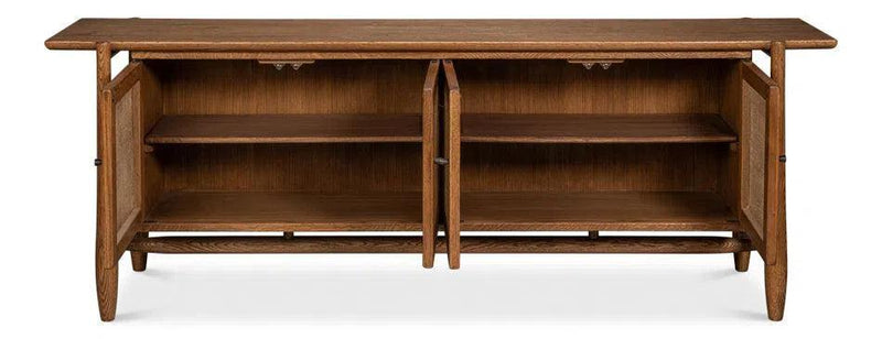 Nido Natural Wood 4 Door Rattan Sideboard Sideboards LOOMLAN By Sarreid