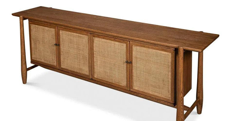 Nido Natural Wood 4 Door Rattan Sideboard Sideboards LOOMLAN By Sarreid