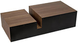 Nido Wood and Black Steel Rectangle Coffee Table Coffee Tables LOOMLAN By Noir