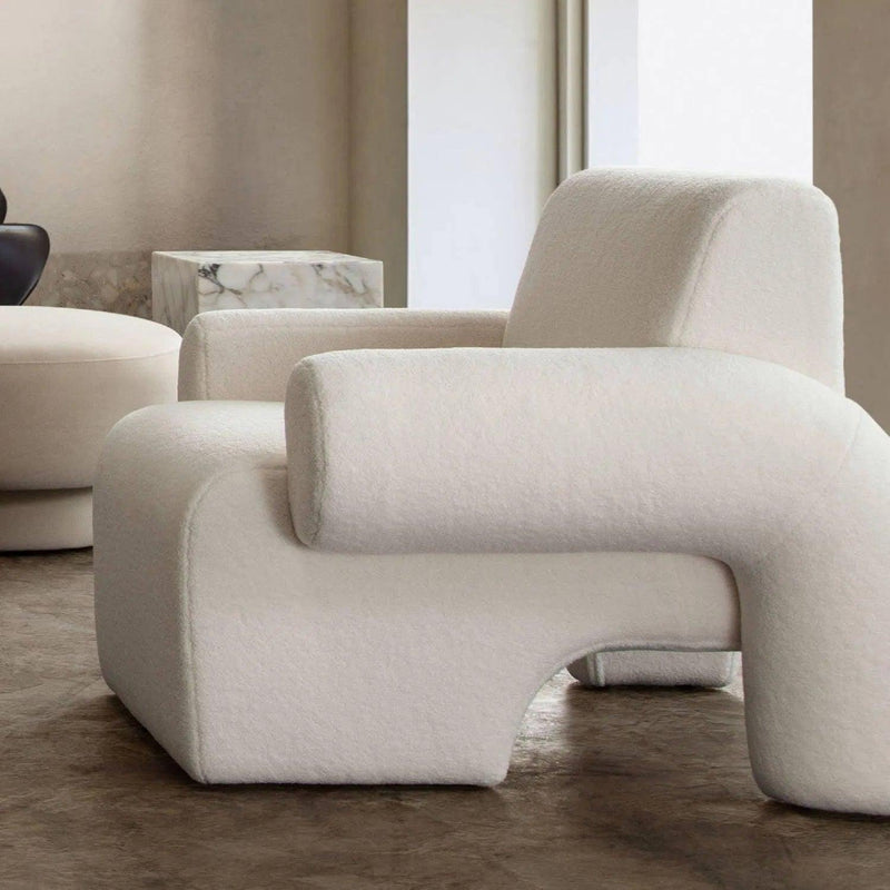 Noa Accent Chair in Ivory Sherpa Fabric Club Chairs LOOMLAN By Diamond Sofa