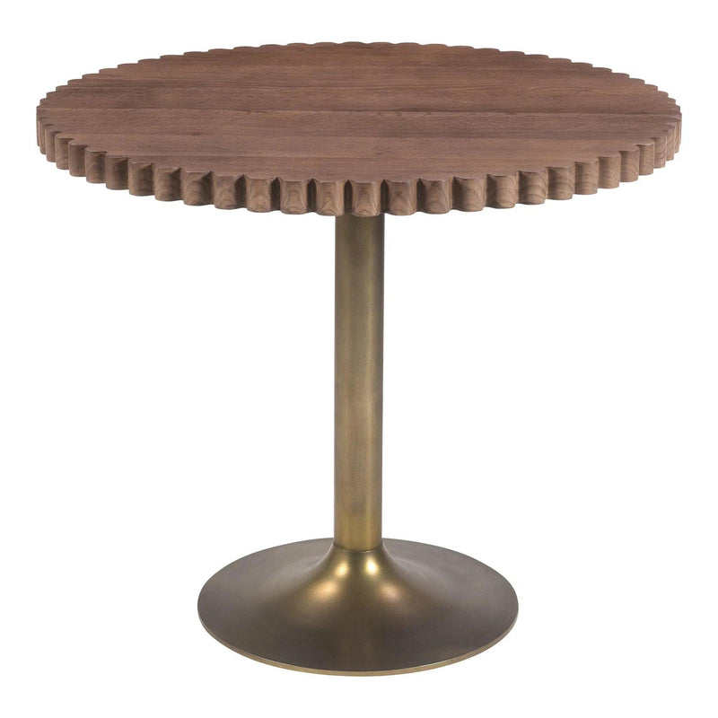 Nomi Wood and Iron Round Brown Cafe Table Coffee Tables LOOMLAN By Moe's Home