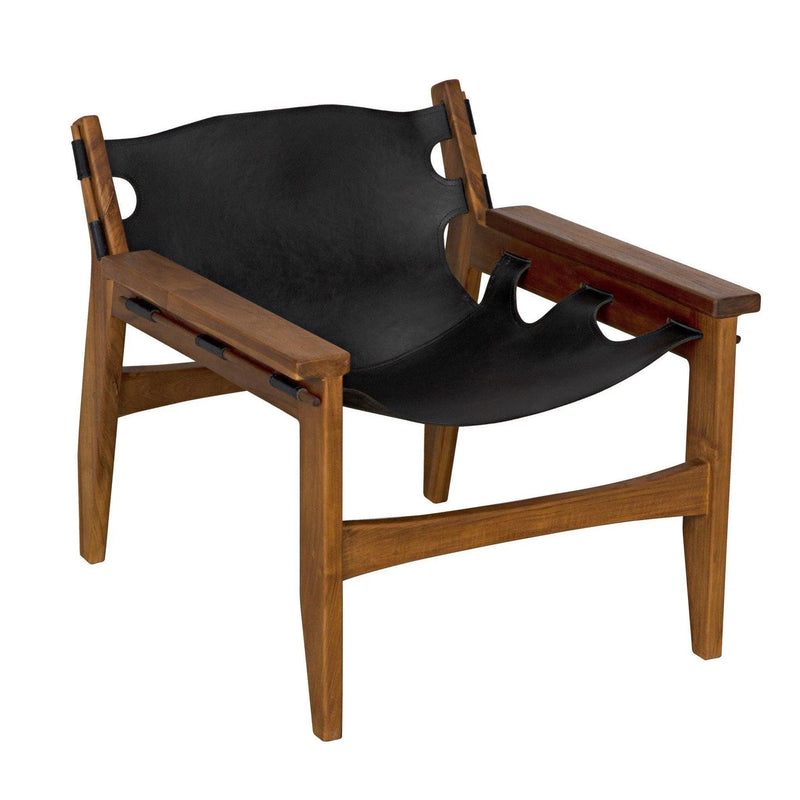 Nomo Chair, Teak with Leather Accent Chairs LOOMLAN By Noir