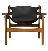 Nomo Chair, Teak with Leather Accent Chairs LOOMLAN By Noir