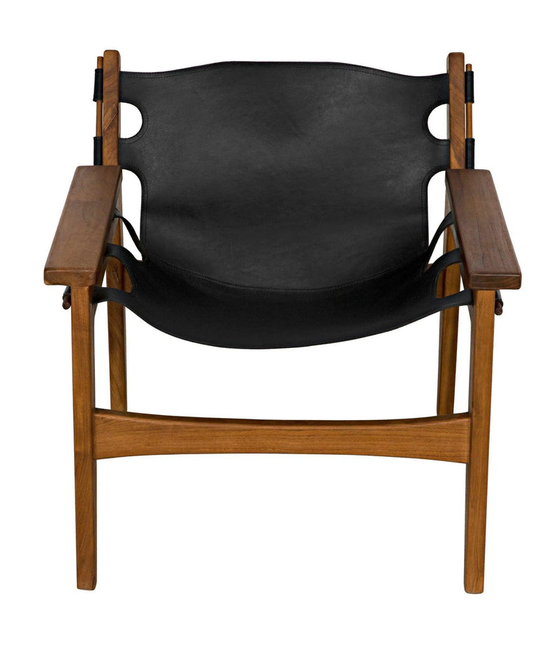 Nomo Chair, Teak with Leather Accent Chairs LOOMLAN By Noir