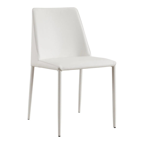 Nora White Kitchen Dining Chair Vegan Leather Dining Chairs LOOMLAN By Moe's Home