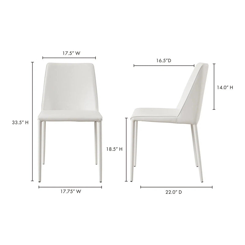 Nora White Kitchen Dining Chair Vegan Leather Dining Chairs LOOMLAN By Moe's Home