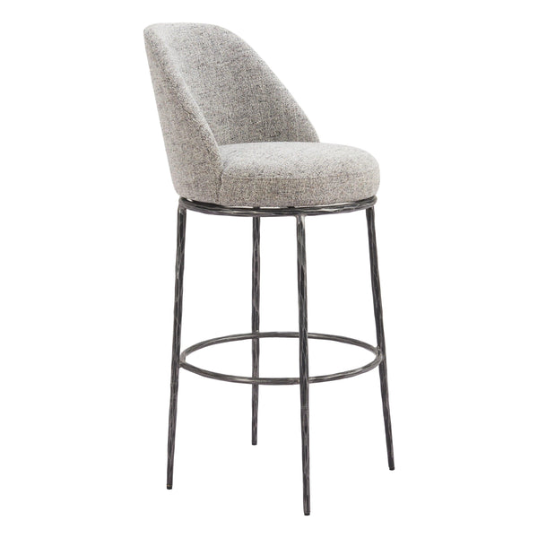 Nordhavn Steel Gray Swivel Barstool Bar Stools LOOMLAN By Zuo Modern