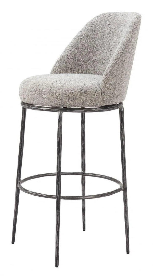 Nordhavn Steel Gray Swivel Barstool Bar Stools LOOMLAN By Zuo Modern