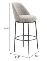 Nordhavn Steel Gray Swivel Barstool Bar Stools LOOMLAN By Zuo Modern