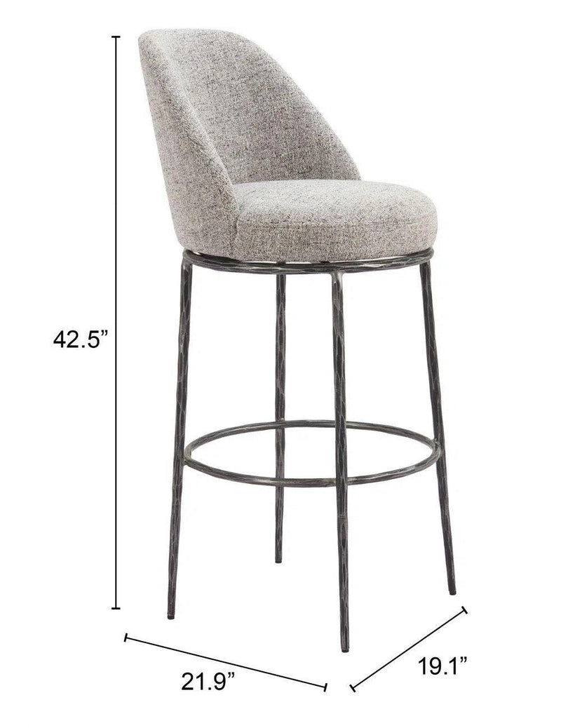 Nordhavn Steel Gray Swivel Barstool Bar Stools LOOMLAN By Zuo Modern