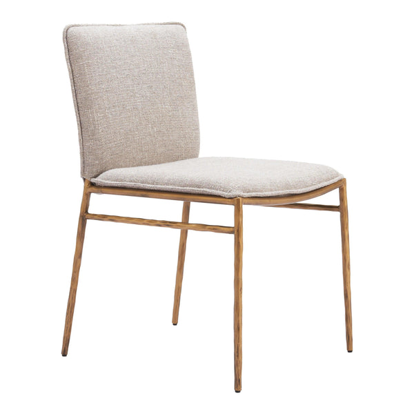 Nordvest Beige and Gold Armless Dining Chair Dining Chairs LOOMLAN By Zuo Modern