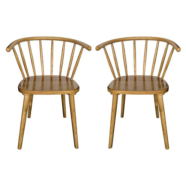 Norman Scandinavian Solid Elm Wood Dining Chair Set of 2 Dining Chairs LOOMLAN By Moe's Home