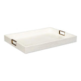 Norton Croco Leather and Brass Ivory Tray Trays LOOMLAN By Sarreid