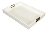 Norton Croco Leather and Brass Ivory Tray Trays LOOMLAN By Sarreid