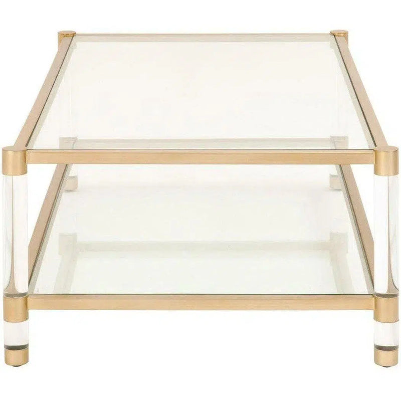 Nouveau Coffee Table With Shelves Brass Lucite Glass Coffee Tables LOOMLAN By Essentials For Living