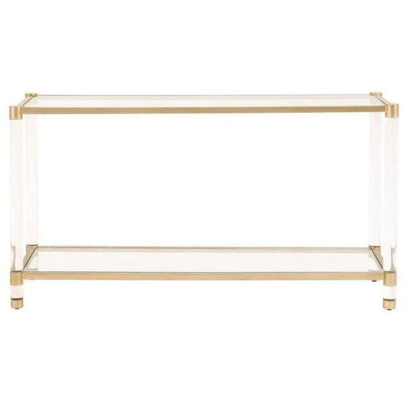 Nouveau Console Table With Shelves Brass Lucite Glass Console Tables LOOMLAN By Essentials For Living