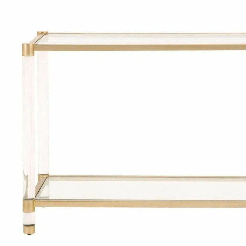 Nouveau Console Table With Shelves Brass Lucite Glass Console Tables LOOMLAN By Essentials For Living