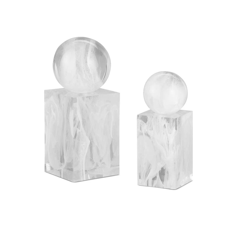 Nova Composite White Objects Sculpture (Set of 2) Statues & Sculptures LOOMLAN By Currey & Co