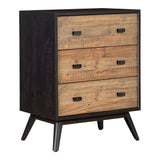 Nova New Pine Black 3 Drawer Nightstand Nightstands LOOMLAN By Moe's Home