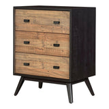 Nova New Pine Black 3 Drawer Nightstand Nightstands LOOMLAN By Moe's Home