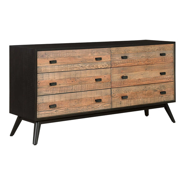 Nova New Pine Black 6 Drawer Dresser Dressers LOOMLAN By Moe's Home