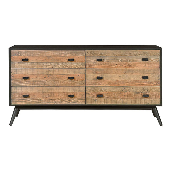 Nova New Pine Black 6 Drawer Dresser Dressers LOOMLAN By Moe's Home