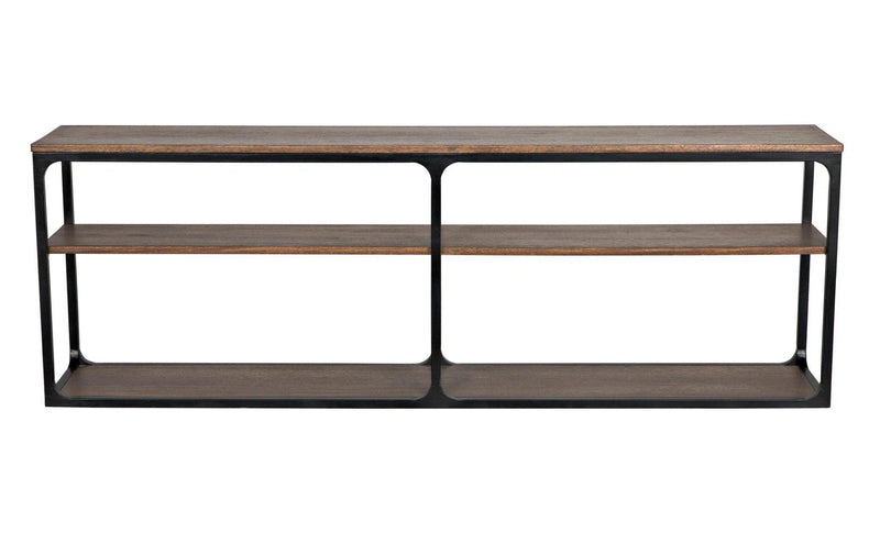 Novie Black Steel and Wood Large Rectangle Console Table Console Tables LOOMLAN By Noir