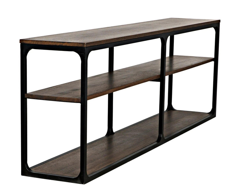 Novie Black Steel and Wood Large Rectangle Console Table Console Tables LOOMLAN By Noir