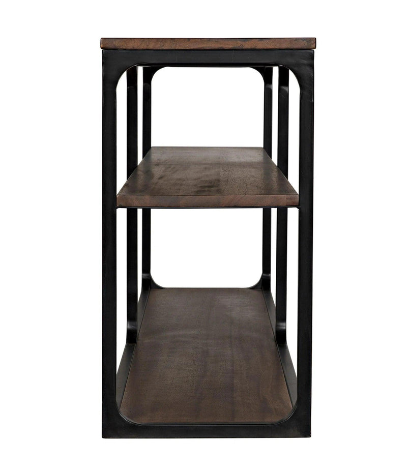 Novie Black Steel and Wood Large Rectangle Console Table Console Tables LOOMLAN By Noir