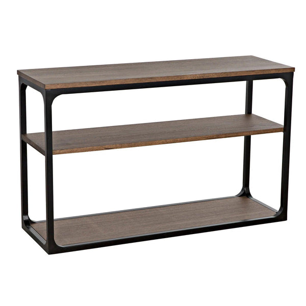 Novie Black Steel and Wood Small Rectangle Console Table Console Tables LOOMLAN By Noir