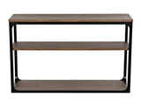 Novie Black Steel and Wood Small Rectangle Console Table Console Tables LOOMLAN By Noir