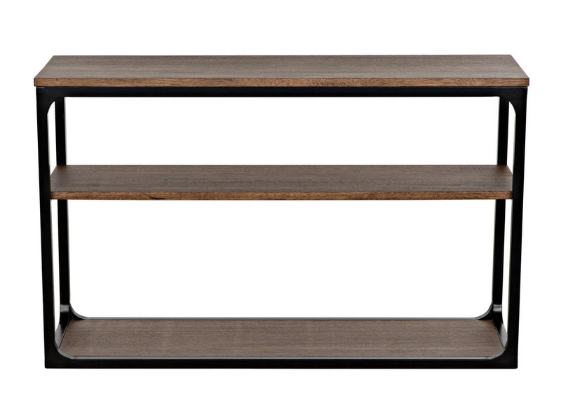 Novie Black Steel and Wood Small Rectangle Console Table Console Tables LOOMLAN By Noir