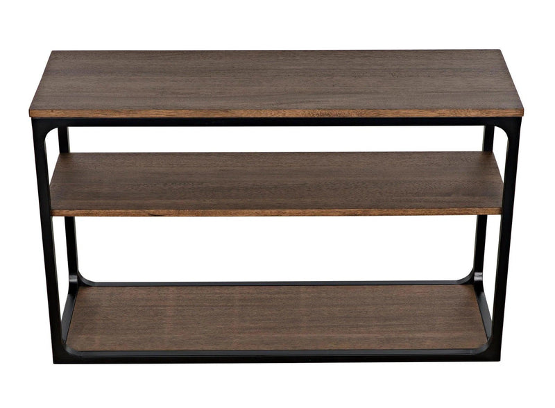 Novie Black Steel and Wood Small Rectangle Console Table Console Tables LOOMLAN By Noir