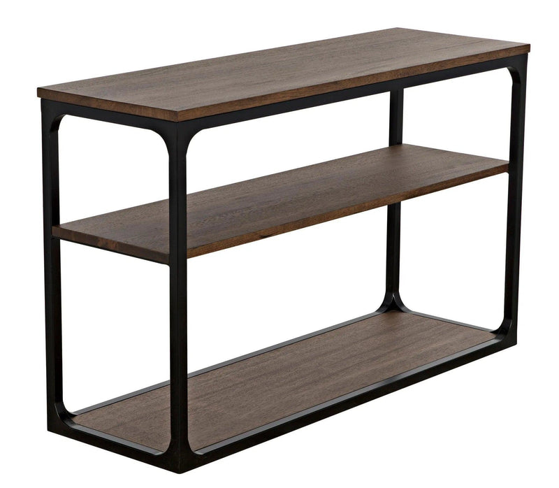 Novie Black Steel and Wood Small Rectangle Console Table Console Tables LOOMLAN By Noir