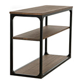 Novie Black Steel and Wood Small Rectangle Console Table Console Tables LOOMLAN By Noir