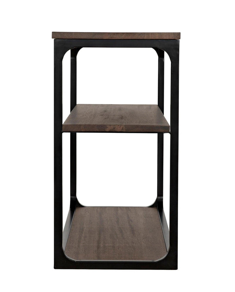 Novie Black Steel and Wood Small Rectangle Console Table Console Tables LOOMLAN By Noir