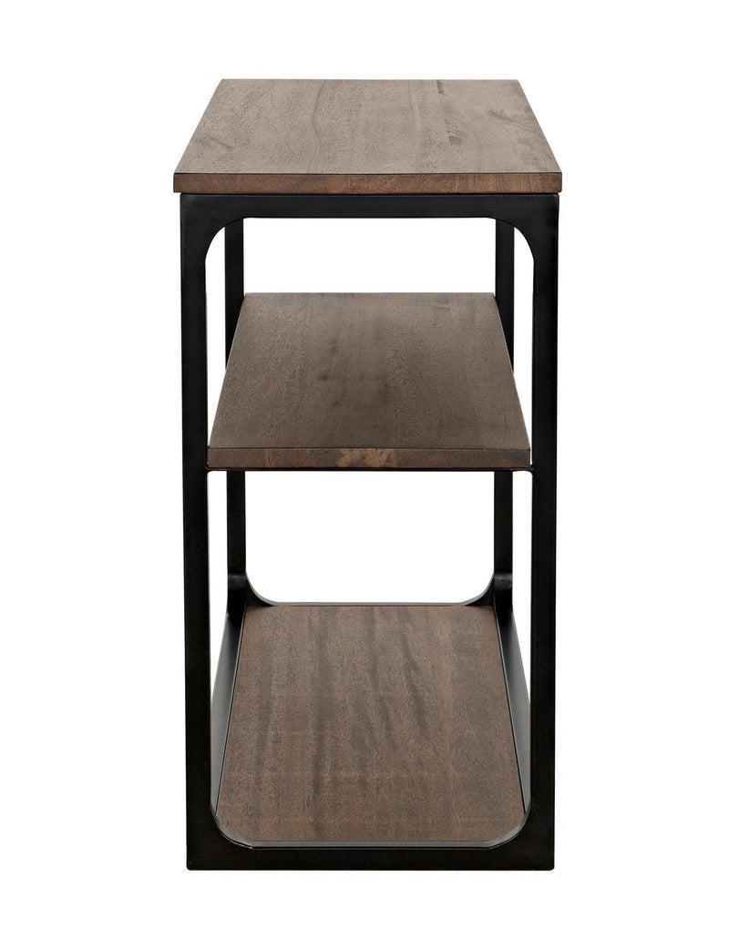 Novie Black Steel and Wood Small Rectangle Console Table Console Tables LOOMLAN By Noir