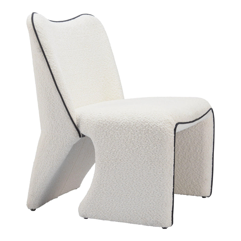 Novo Steel Ivory Armless Accent Chair Accent Chairs LOOMLAN By Zuo Modern