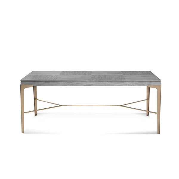 Nylah Steel and Wood Grey Rectangular Dining Table Dining Tables LOOMLAN By Bassett Mirror