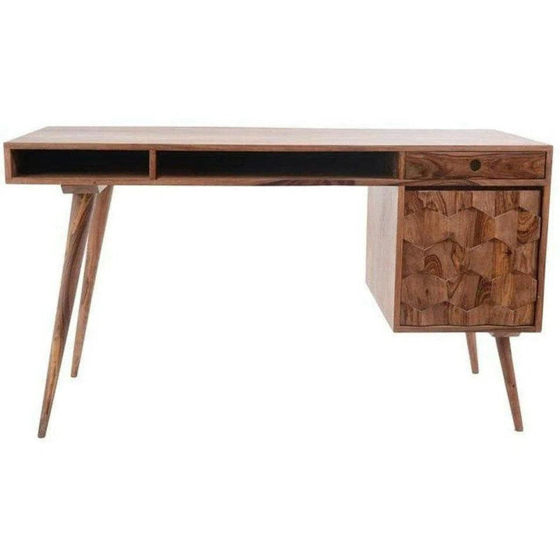 O2 Home Office Desk Brown Mid-Century Home Office Desks LOOMLAN By Moe's Home