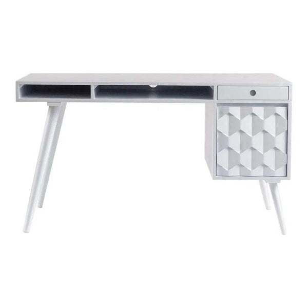 O2 Mid-Century Modern White Home Office Desk Home Office Desks LOOMLAN By Moe's Home