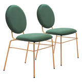 Odessa Green & Gold Armless Dining Chair (Set of 2) Dining Chairs LOOMLAN By Zuo Modern