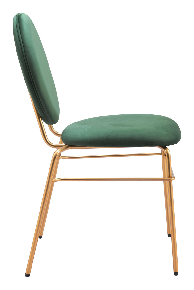 Odessa Green & Gold Armless Dining Chair (Set of 2) Dining Chairs LOOMLAN By Zuo Modern