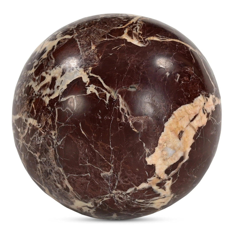 Odessa Sphere Red Levanto Marble Tabletop Accent Statues & Sculptures LOOMLAN By Moe's Home