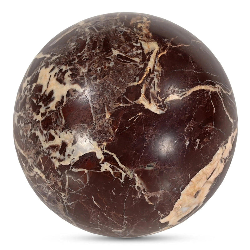 Odessa Sphere Red Levanto Marble Tabletop Accent Statues & Sculptures LOOMLAN By Moe's Home