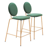 Odessa Steel Green and Gold Counter Stool (Set of 2) Counter Stools LOOMLAN By Zuo Modern