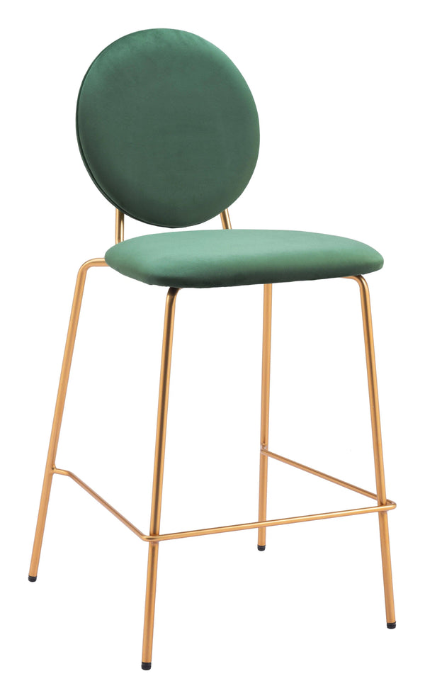 Odessa Steel Green and Gold Counter Stool (Set of 2) Counter Stools LOOMLAN By Zuo Modern