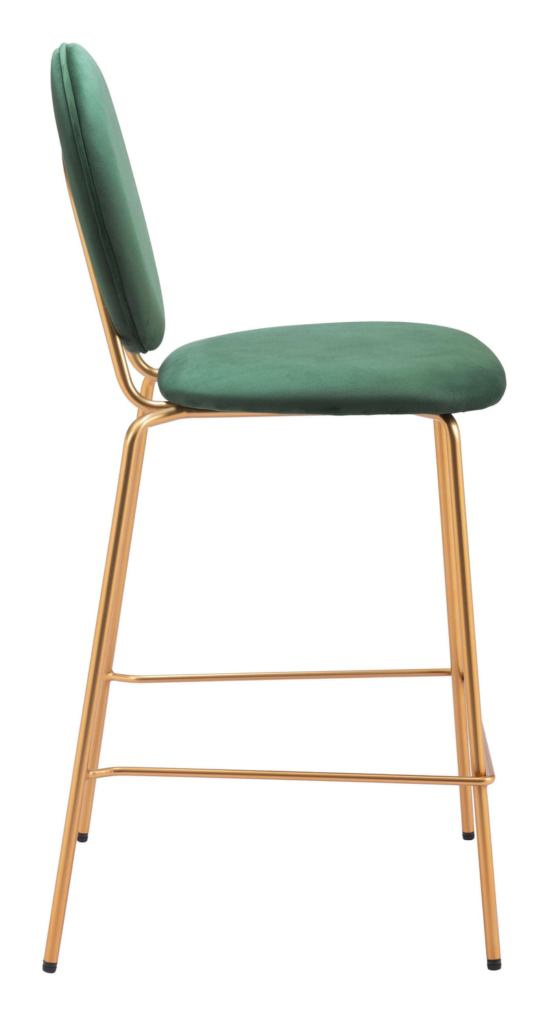 Odessa Steel Green and Gold Counter Stool (Set of 2) Counter Stools LOOMLAN By Zuo Modern