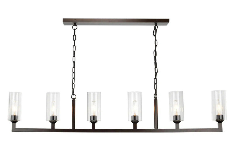 Oil Rubbed Bronze Dining Room Linear 6 Light Chandelier Chandeliers LOOMLAN By Jamie Young